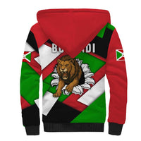 Burundi - Roaring Lion Sherpa Hoodie with National Flag Colors
