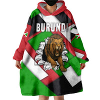 Burundi - Roaring Lion Wearable Blanket Hoodie with National Flag Colors