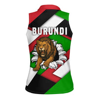 Burundi - Roaring Lion Women Sleeveless Polo Shirt with National Flag Colors