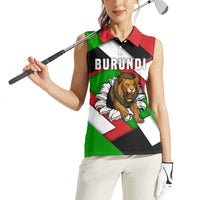Burundi - Roaring Lion Women Sleeveless Polo Shirt with National Flag Colors