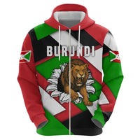 Burundi - Roaring Lion Zip Hoodie with National Flag Colors