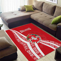 Belarus Area Rug with National Emblem and Traditional Pattern Red