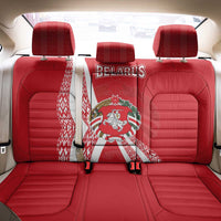 Belarus Back Car Seat Cover with National Emblem and Traditional Pattern Red