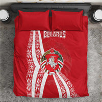 Belarus Bedding Set with National Emblem and Traditional Pattern Red