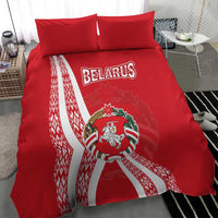Belarus Bedding Set with National Emblem and Traditional Pattern Red