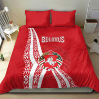 Belarus Bedding Set with National Emblem and Traditional Pattern Red