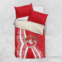 Belarus Bedding Set with National Emblem and Traditional Pattern Red