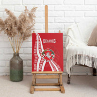 Belarus Canvas Wall Art with National Emblem and Traditional Pattern Red