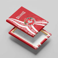 Belarus Canvas Wall Art with National Emblem and Traditional Pattern Red