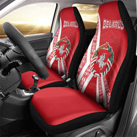 Belarus Car Seat Cover with National Emblem and Traditional Pattern Red