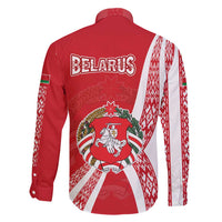 Belarus Family Matching Summer Maxi Dress and Hawaiian Shirt with National Emblem and Traditional Pattern Red