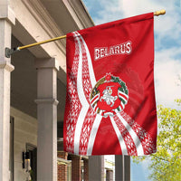 Belarus Garden Flag with National Emblem and Traditional Pattern Red