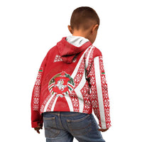 Belarus Kid Hoodie with National Emblem and Traditional Pattern Red