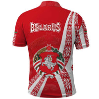 Belarus Polo Shirt with National Emblem and Traditional Pattern Red
