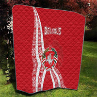 Belarus Quilt with National Emblem and Traditional Pattern Red