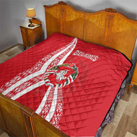 Belarus Quilt with National Emblem and Traditional Pattern Red