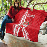 Belarus Quilt with National Emblem and Traditional Pattern Red