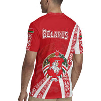 Belarus Rugby Jersey with National Emblem and Traditional Pattern Red
