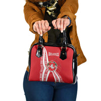 Belarus Shoulder Handbag with National Emblem and Traditional Pattern Red