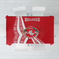 Belarus Tablecloth with National Emblem and Traditional Pattern Red