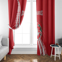 Belarus Window Curtain with National Emblem and Traditional Pattern Red