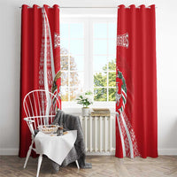 Belarus Window Curtain with National Emblem and Traditional Pattern Red