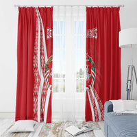 Belarus Window Curtain with National Emblem and Traditional Pattern Red