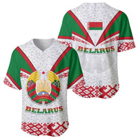 Belarus National Emblem Baseball Jersey with Folk Pattern White Green Red Sweatshirt