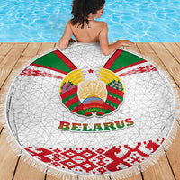 Belarus National Emblem Beach Blanket with Folk Pattern White Green Red Sweatshirt
