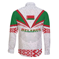 Belarus National Emblem Family Matching Off The Shoulder Long Sleeve Dress and Hawaiian Shirt with Folk Pattern White Green Red Sweatshirt