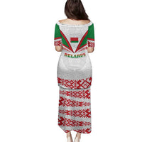 Belarus National Emblem Family Matching Puletasi and Hawaiian Shirt with Folk Pattern White Green Red Sweatshirt