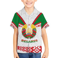 Belarus National Emblem Family Matching Puletasi and Hawaiian Shirt with Folk Pattern White Green Red Sweatshirt