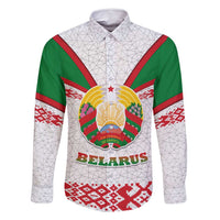 Belarus National Emblem Family Matching Summer Maxi Dress and Hawaiian Shirt with Folk Pattern White Green Red Sweatshirt