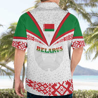 Belarus National Emblem Hawaiian Shirt with Folk Pattern White Green Red Sweatshirt