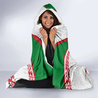 Belarus National Emblem Hooded Blanket with Folk Pattern White Green Red Sweatshirt