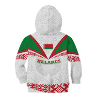 Belarus National Emblem Kid Hoodie with Folk Pattern White Green Red Sweatshirt