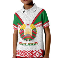 Belarus National Emblem Kid Polo Shirt with Folk Pattern White Green Red Sweatshirt