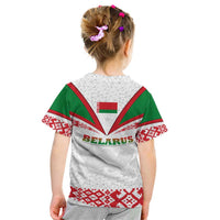 Belarus National Emblem Kid T Shirt with Folk Pattern White Green Red Sweatshirt