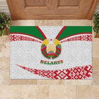Belarus National Emblem Rubber Doormat with Folk Pattern White Green Red Sweatshirt