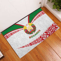 Belarus National Emblem Rubber Doormat with Folk Pattern White Green Red Sweatshirt