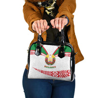 Belarus National Emblem Shoulder Handbag with Folk Pattern White Green Red Sweatshirt