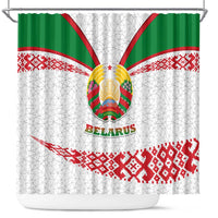 Belarus National Emblem Shower Curtain with Folk Pattern White Green Red Sweatshirt