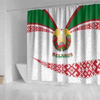 Belarus National Emblem Shower Curtain with Folk Pattern White Green Red Sweatshirt