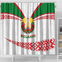 Belarus National Emblem Shower Curtain with Folk Pattern White Green Red Sweatshirt