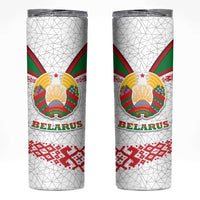 Belarus National Emblem Skinny Tumbler with Folk Pattern White Green Red Sweatshirt