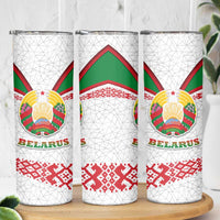 Belarus National Emblem Skinny Tumbler with Folk Pattern White Green Red Sweatshirt