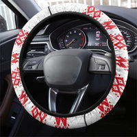 Belarus National Emblem Steering Wheel Cover with Folk Pattern White Green Red Sweatshirt
