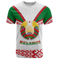 Belarus National Emblem T Shirt with Folk Pattern White Green Red Sweatshirt