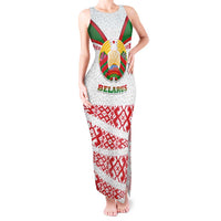 Belarus National Emblem Tank Maxi Dress with Folk Pattern White Green Red Sweatshirt