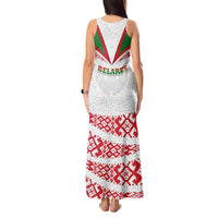 Belarus National Emblem Tank Maxi Dress with Folk Pattern White Green Red Sweatshirt